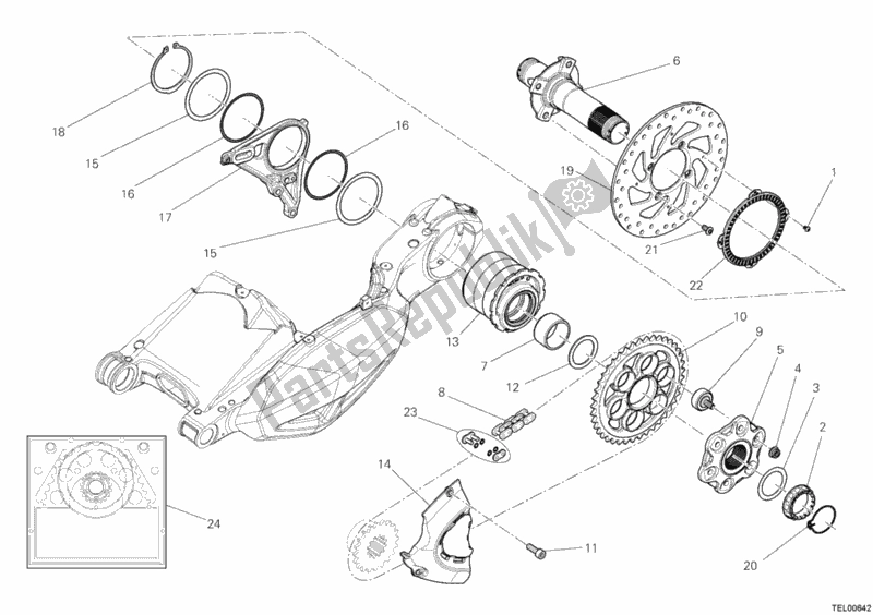 Todas as partes de Cubo, Roda Traseira do Ducati Diavel USA 1200 2013